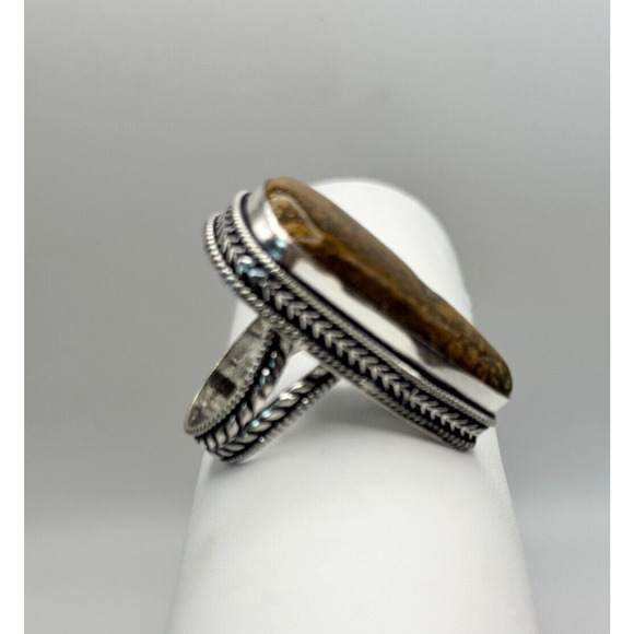 Vintage Copper Jasper .925 Stone Ring Sz 9 - 17.21 Grams Stone 1.5" Long - Picture 3 of 4